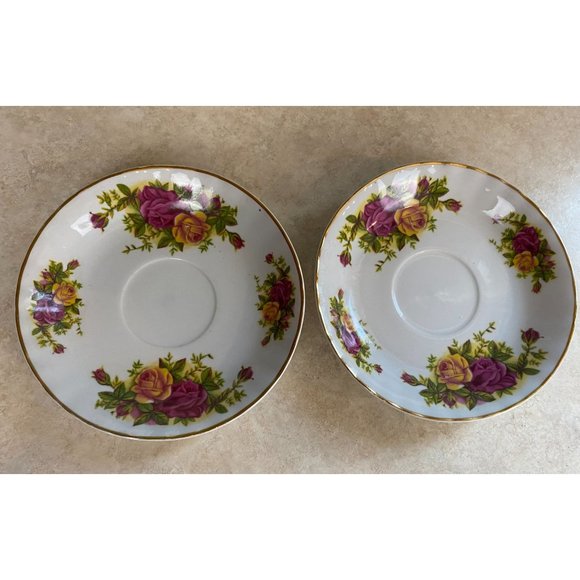 Crown Imperial Fine China Made In Romania Set Of 2 Tea Cups And Saucers - Picture 9 of 11